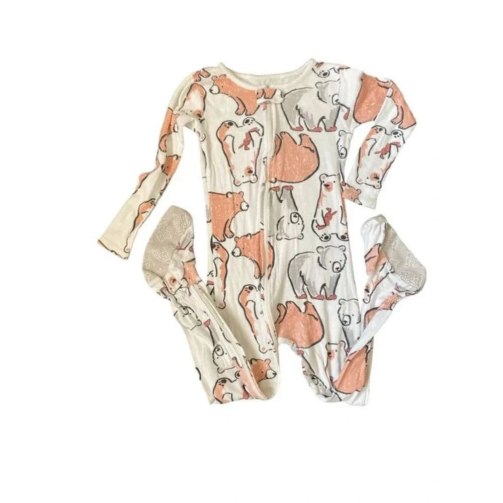 Just One You Carter's Bear Print Footed Pajama Size 5T Cotton Blend Zip Up